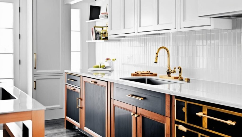 Kitchen cabinets different colors top bottom
