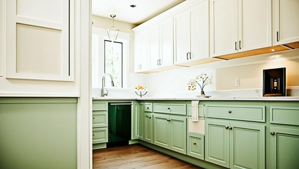 Kitchen cabinets different colors top bottom